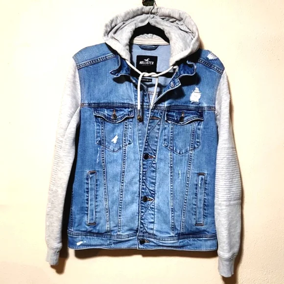 Hollister California Denim & Sweatshirt Hooded Jacket Men's Size XS